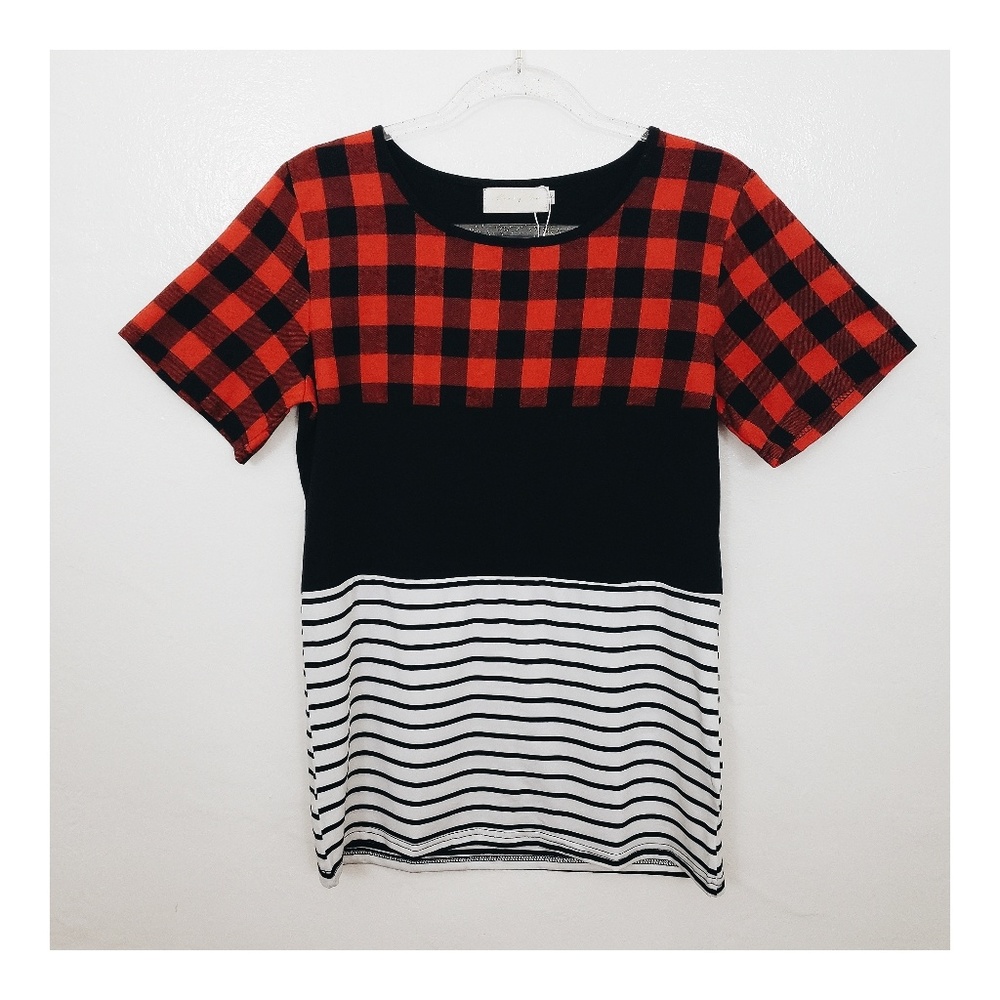 Checker & Striped Classic Crew Neck Tee